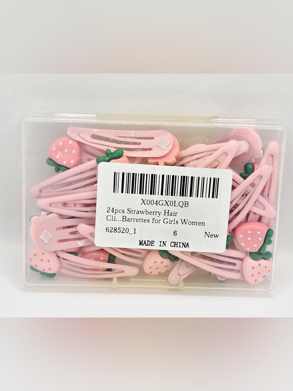 24 Pcs Strawberry Snap Hair Clips Pink Barrettes for Girls Kids New
